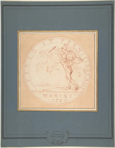 Design for a Medal: Marine 1758 by Edme Bouchardon, drawing, 1758