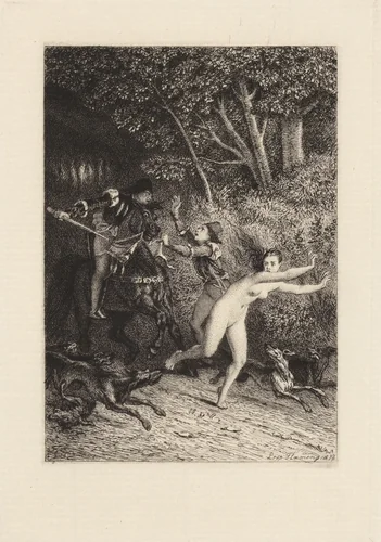 L'Enfer des Beautés Cruelles, plate 5 from "The Decameron" by Léopold Flameng, print, 1868-1878