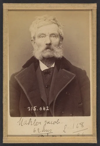 Mahler. Jacob, Henri, Jean. 61 ans, né à Hanovre (Duché de Hesse). Couvreur. Anarchiste. 3/3/94. by Alphonse Bertillon, photograph, 1894