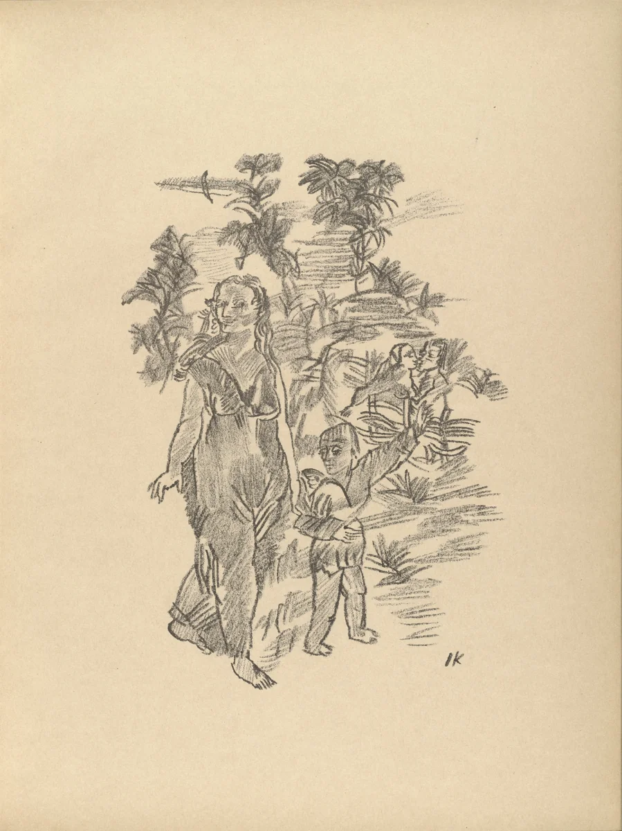 Christian Love (Die christliche Liebe) (plate, folio 11) from Die Chinesische Mauer (The Great Wall of China) by Oskar Kokoschka, illustrated book, 1914