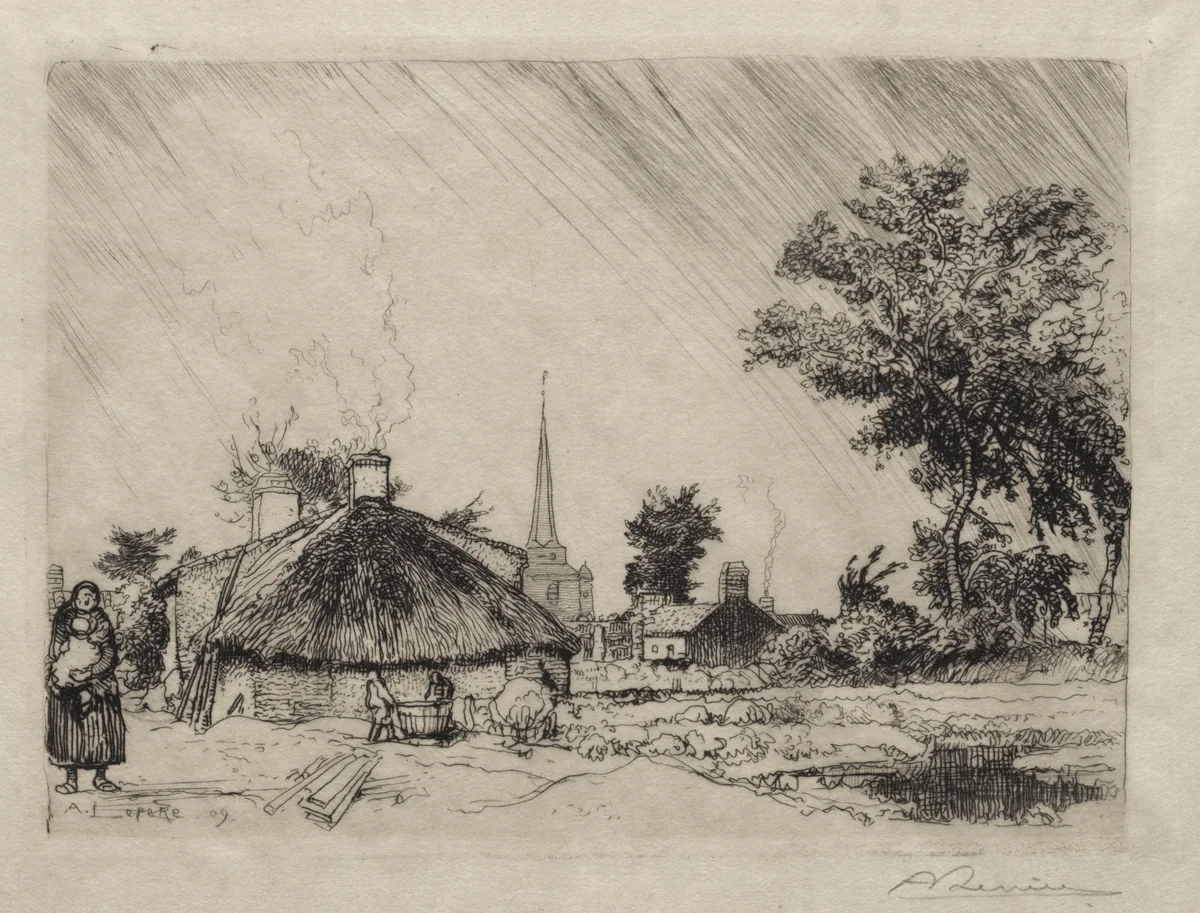 The Shower: St. Jean-de-Monte by Auguste Louis Lepère, print, 1909