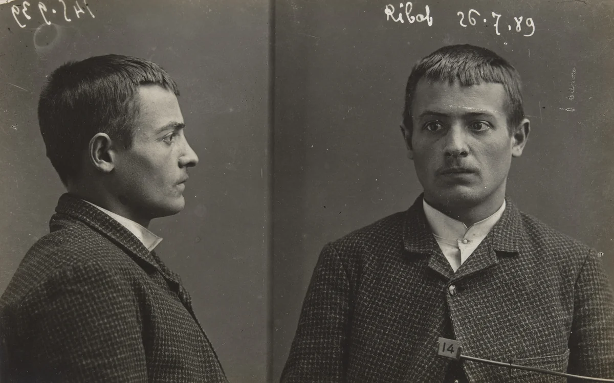 Unidentified mug shot by Alphonse Bertillon, photograph, 1889