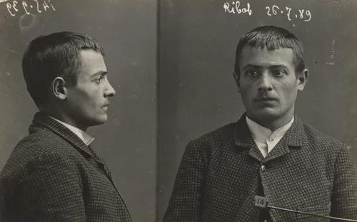 Unidentified mug shot by Alphonse Bertillon, photograph, 1889