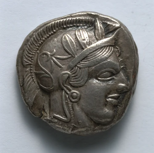 Tetradrachm: Head of Athena (obverse) by Unknown, metalwork, -449--407