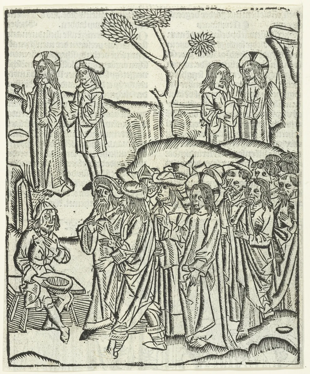 Christus geneest de blinde Bartimeus by Unknown, print, 1480-1500