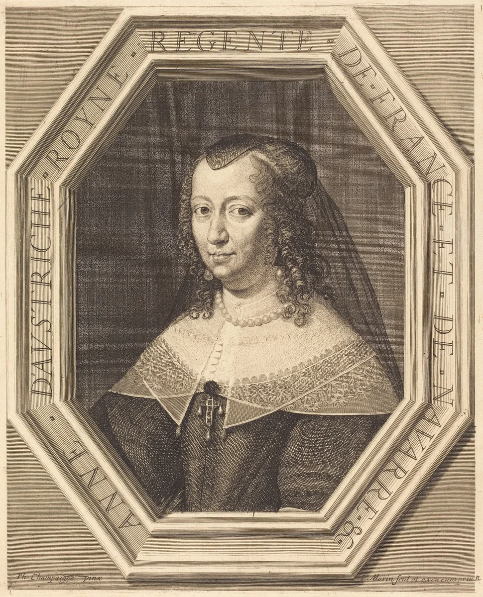 Anne of Austria by Jean Morin; Philippe de Champaigne, print, 1600-1650