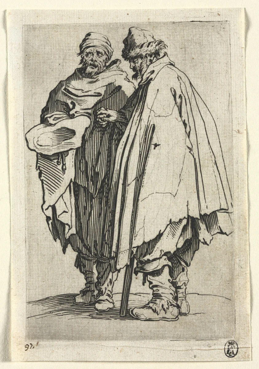 The Beggars: The Blind Man and His Companion by Jacques Callot, print, 1619-1617