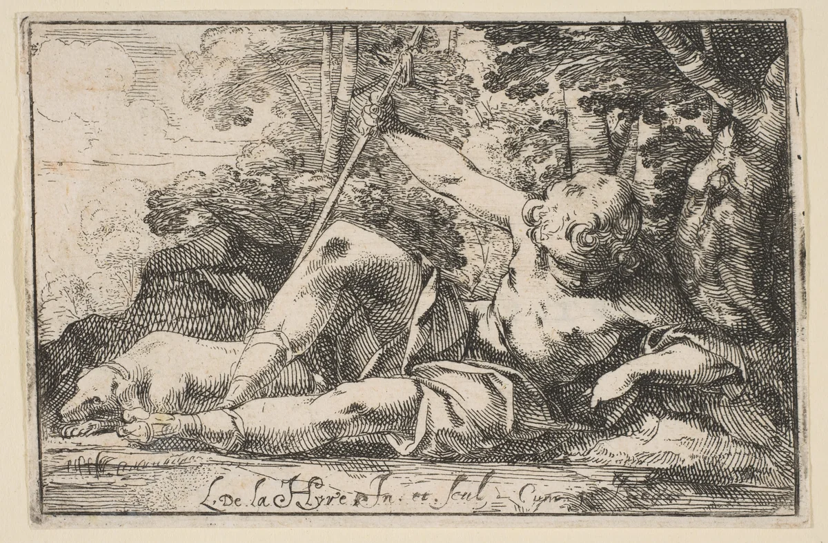 Narcissus by Laurent de La Hyre, print, 1620-1656