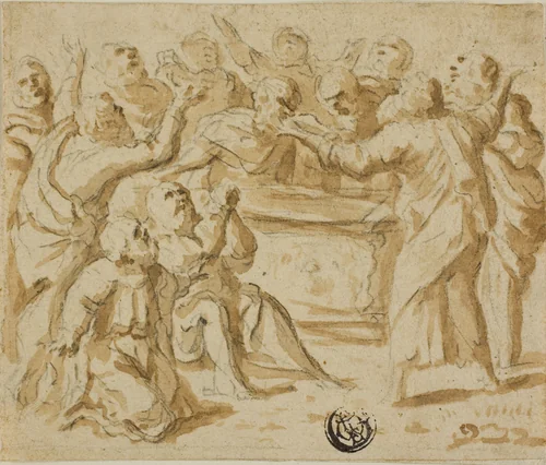 Assumption of the Virgin: Lower Half by Marcantonio Bassetti, drawing, 1600-1610