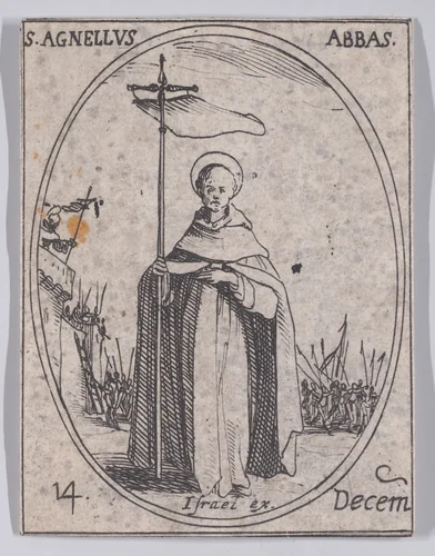 S. Agnelet, abbé (St. Agnellus, Abbot), December 14th, from "Les Images De Tous Les Saincts et Saintes de L'Année" (Images of All of the Saints and Religious Events of the Year) by Jacques Callot, print, 1636