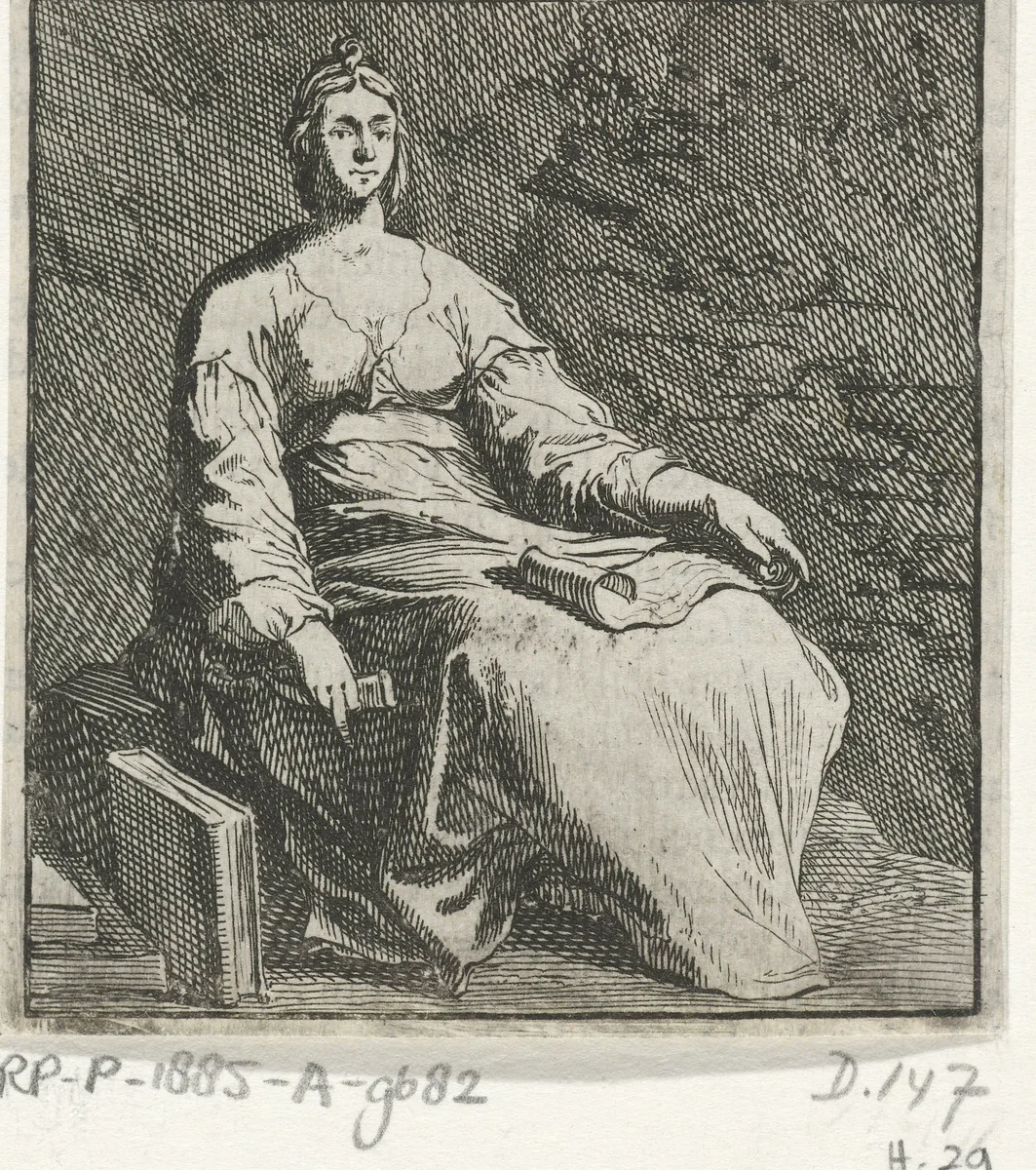 Melpomene by Pieter Nolpe, print, 1650
