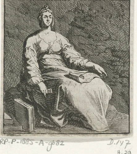 Melpomene by Pieter Nolpe, print, 1650