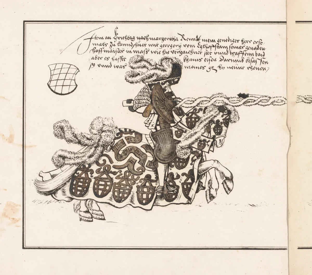 Book on Tournaments: Jouster Facing Right by Theobald Senefelder, print, 1817