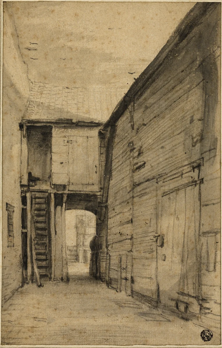 Yard of an Old House by Cornelis Saftleven, drawing, 1627-1684