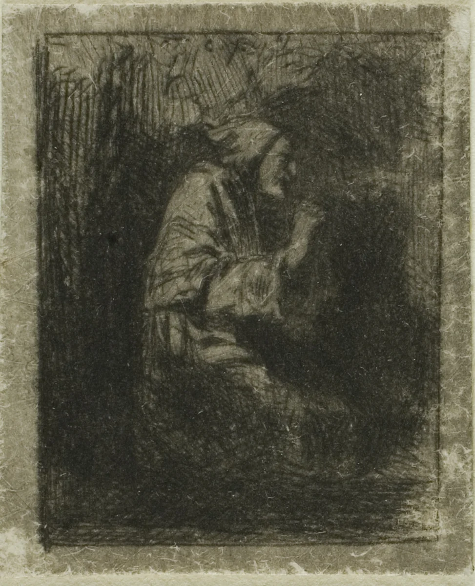 Monk at Prayer by Charles-Émile Jacque, print, 1833-1894
