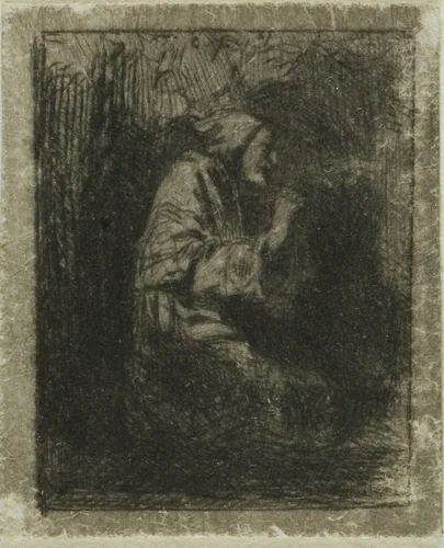 Monk at Prayer by Charles-Émile Jacque, print, 1833-1894