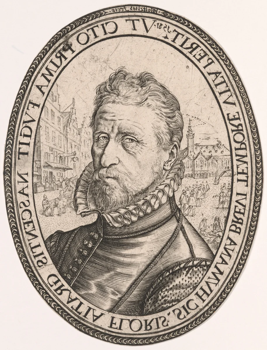 Portrait of Albert Fransz. Schatter by Hendrick Goltzius, print, 1581