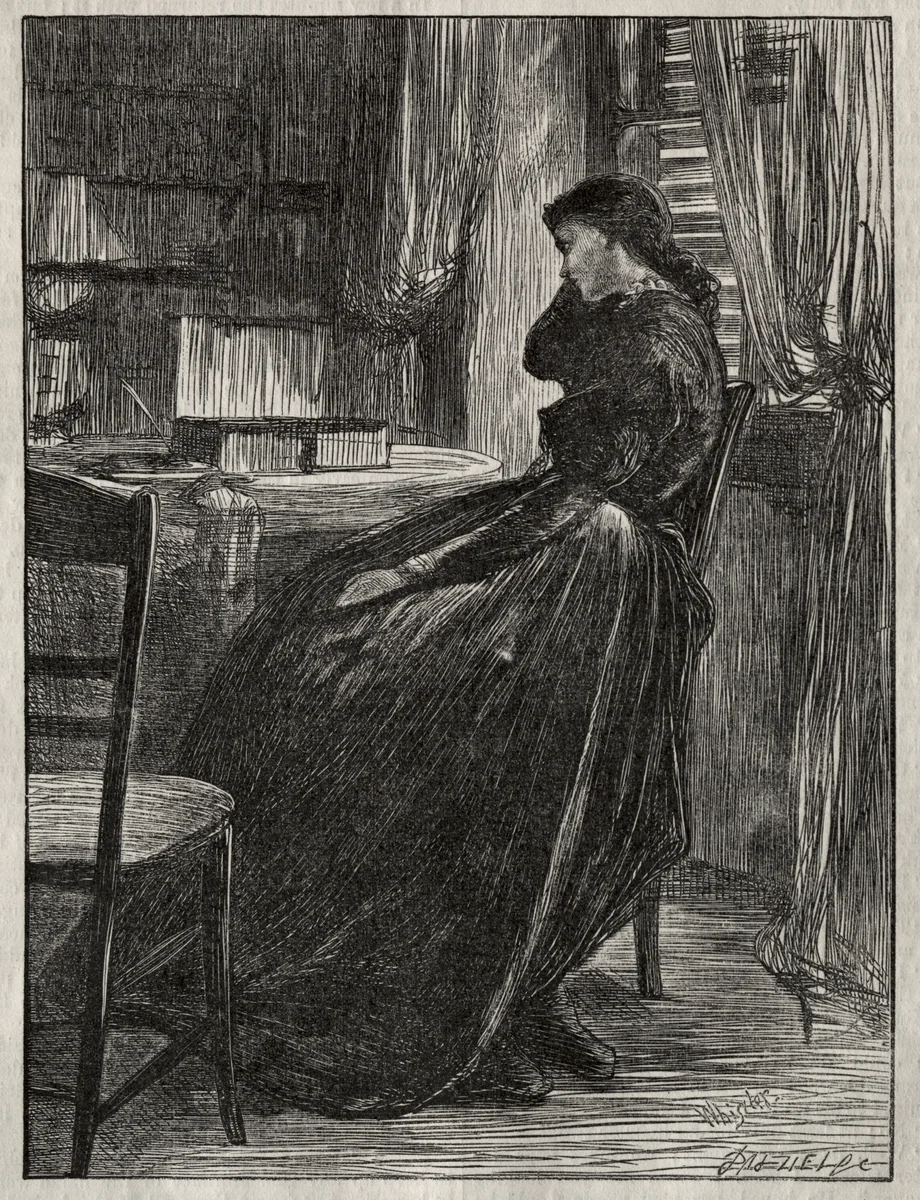 The Trial Sermon, Joanna Douglas at Her Desk by James McNeill Whistler, print, 1862
