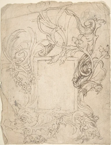 Design for a Cartouche (recto); Design for a Cartouche (verso) by anonymous, drawing, 1580-1620