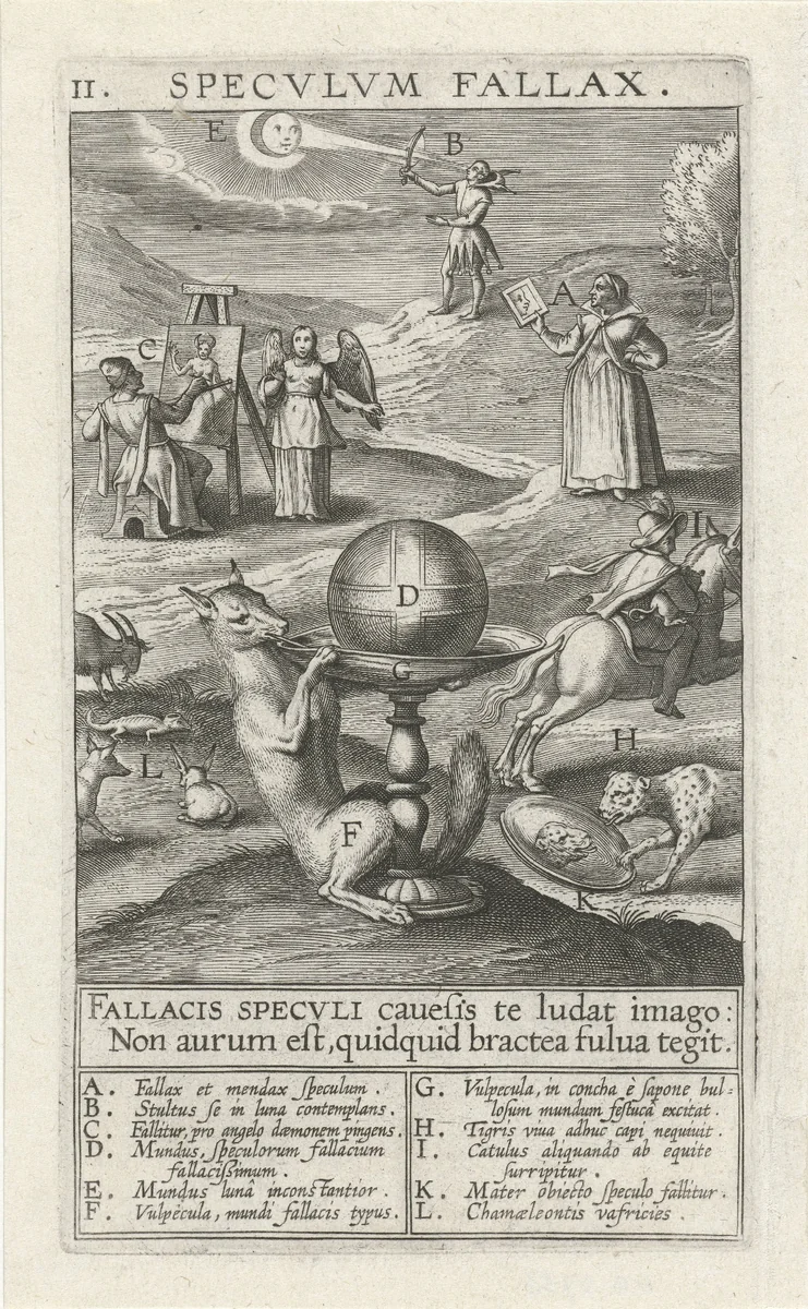 Spiegel der Bedrog by Theodoor Galle, print, 1610