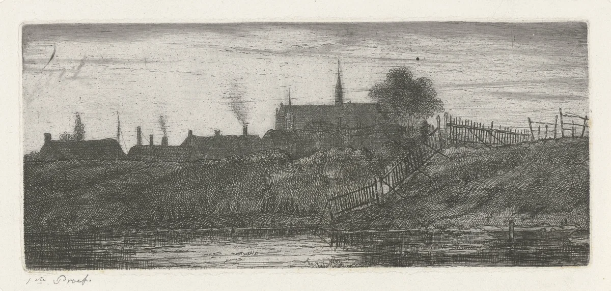Gezicht op een stad by Jacobus Ludovicus Cornet, print, 1825-1882