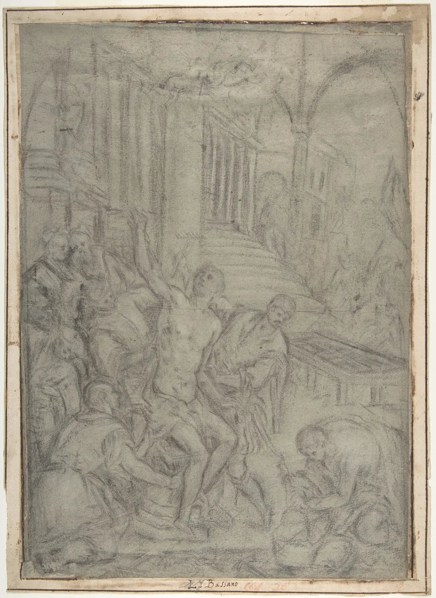 The Martyrdom of Saint Lawrence by Leandro Bassano, drawing, 1557-1622
