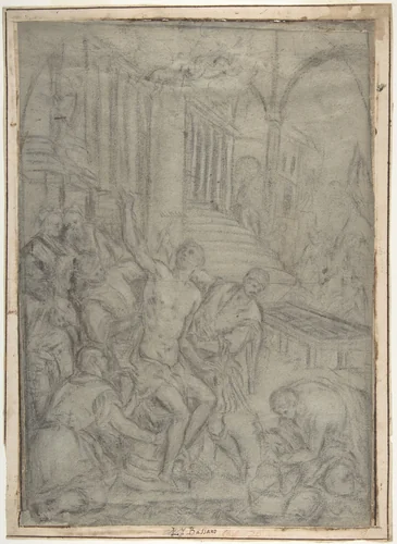 The Martyrdom of Saint Lawrence by Leandro Bassano, drawing, 1557-1622