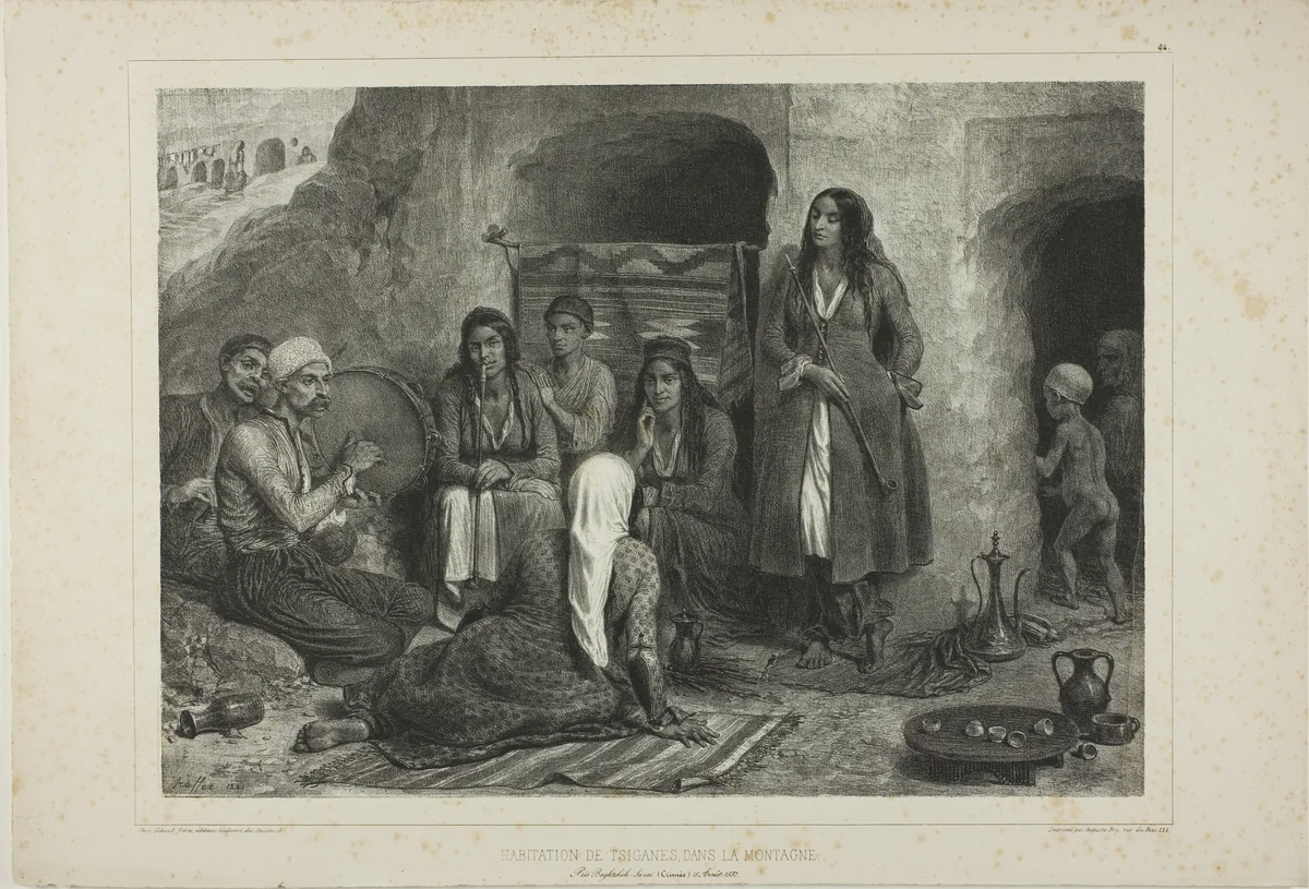 Tsiganes Mountain Dwelling by Denis Auguste Marie Raffet, print, 1841