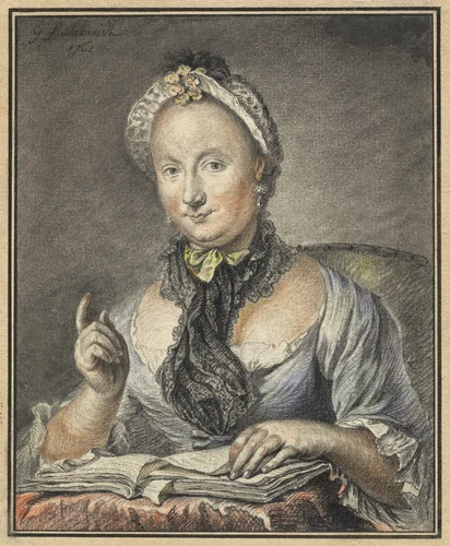 The Artist's Wife with a Book by Georg Friedrich Schmidt, drawing, 1752