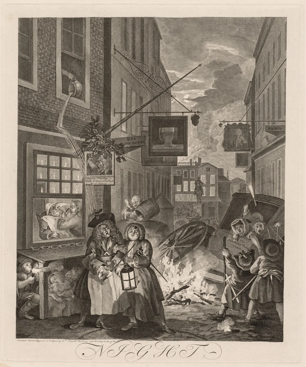 The Four Times of Day: Night by William Hogarth, print, 1738