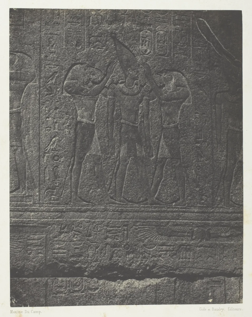 Palais de Karnak, Sculptures Extérieures du Sanctuaire de Granit; Thèbes, plate 42 from the album "Egypte, Nubie, Palestine et Syrie" (1852) by Maxime Du Camp, photograph, 1849-1851