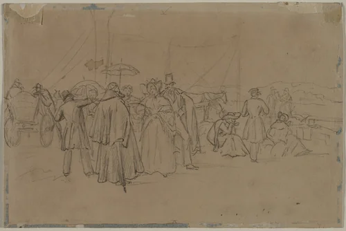 Passengers for Rhine Steamer (recto) by Heinrich von Mayr, drawing, 1806-1871