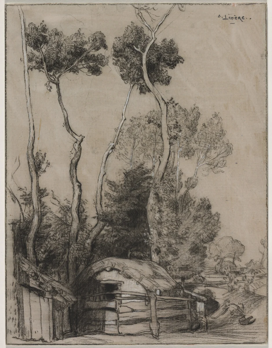 Landscape with Cottages by Auguste Louis Lepère, drawing, 1860-1918