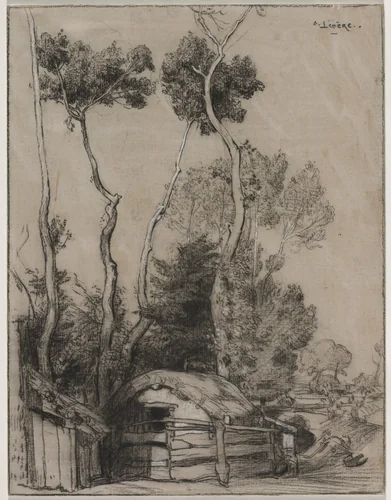 Landscape with Cottages by Auguste Louis Lepère, drawing, 1860-1918