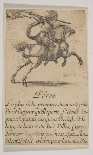 Pérou, from the playing cards "Jeu de la Géographie" by Stefano della Bella, print, 1644