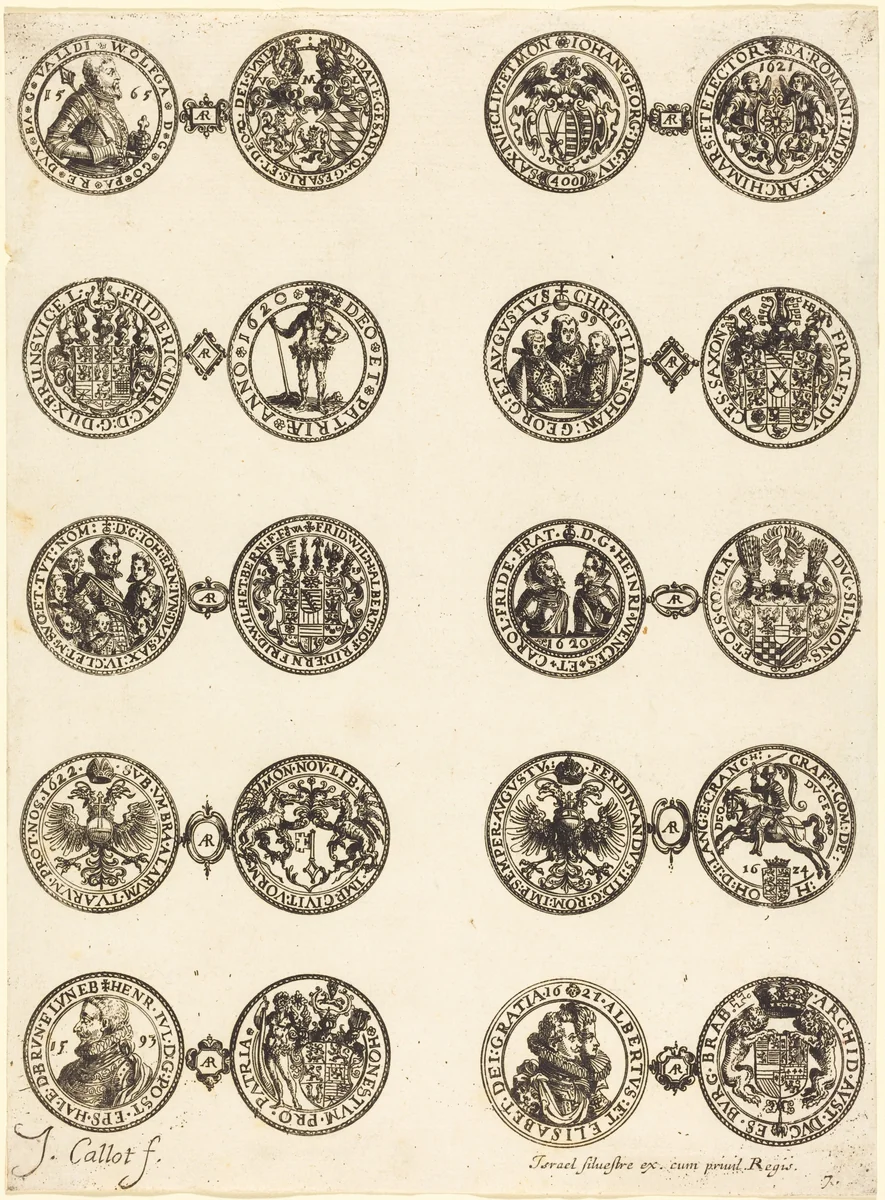 Coins [plate 7] by Jacques Callot, print, 1624-1634