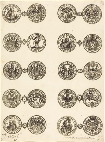 Coins [plate 7] by Jacques Callot, print, 1624-1634