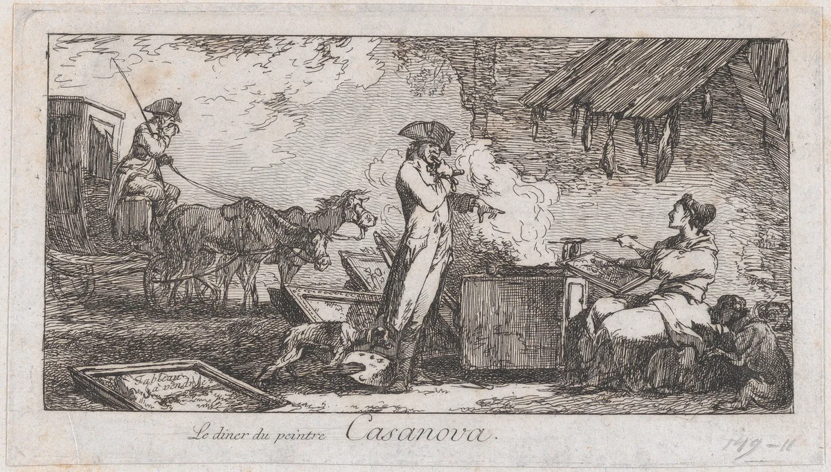 The Dinner of the Painter Casanova by Francesco Casanova, print, 1727-1800