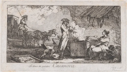 The Dinner of the Painter Casanova by Francesco Casanova, print, 1727-1800