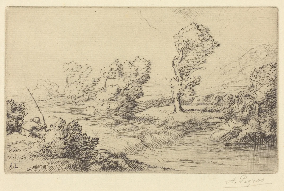 Banks of the Marne (Bord de la Marne) by Alphonse Legros, print, 1837-1911