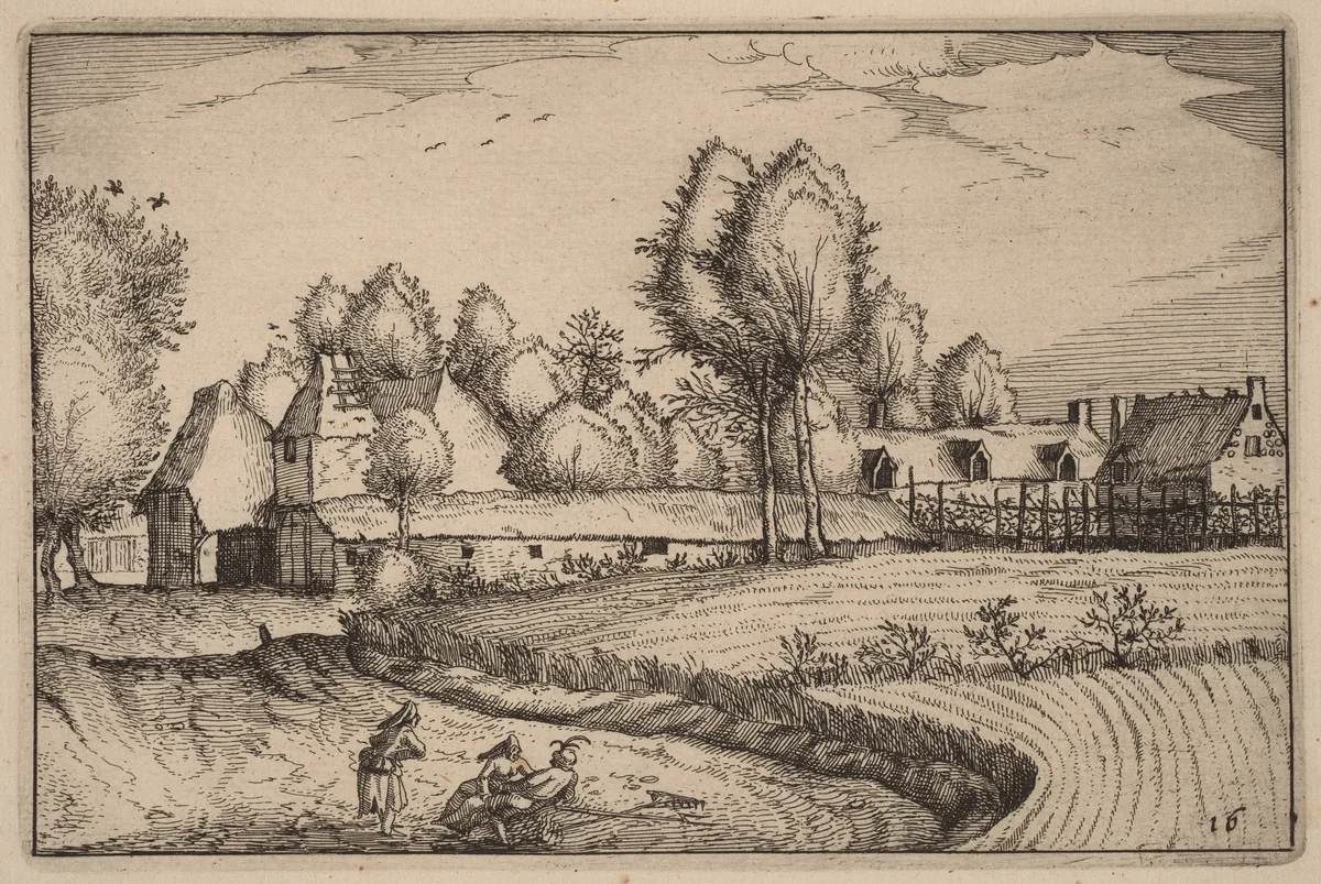 Road along a Field by Claes Jansz Visscher, print, 1612
