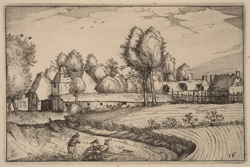 Road along a Field by Claes Jansz Visscher, print, 1612