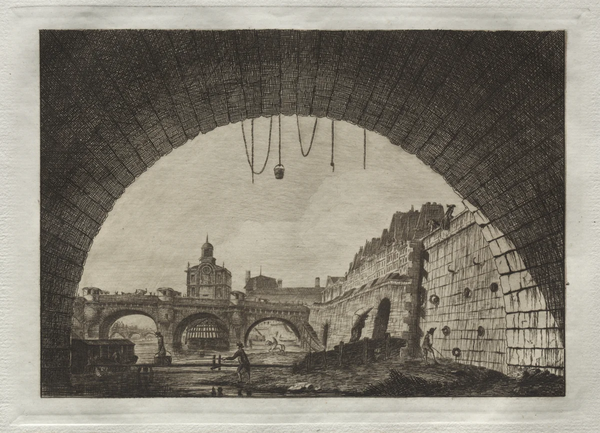 Le Pont Neuf et la Samaritaine by Edmond Gosselin, print, 1853-1881