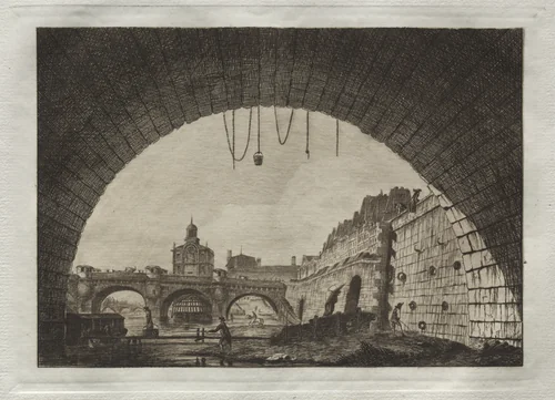 Le Pont Neuf et la Samaritaine by Edmond Gosselin, print, 1853-1881
