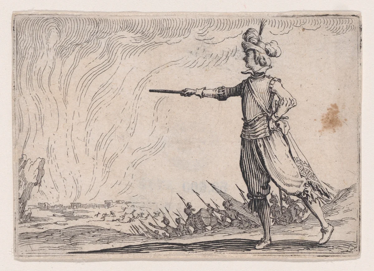 Le Commandant a Pied (The Commander on Foot), from Les Caprices Series B, The Nancy Set by Jacques Callot, print, 1617-1620