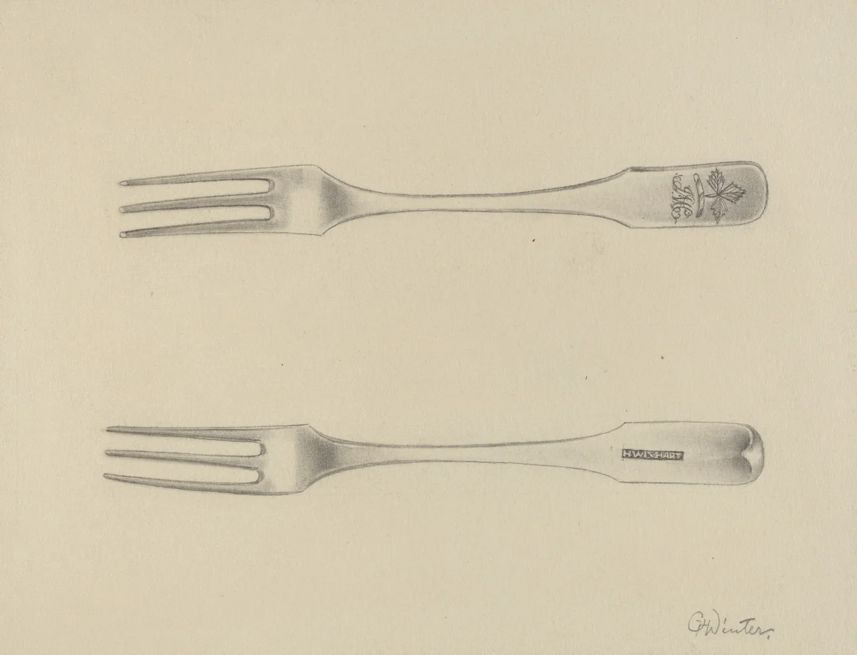 Silver Fork by Charlotte Winter, index of american design, 1936