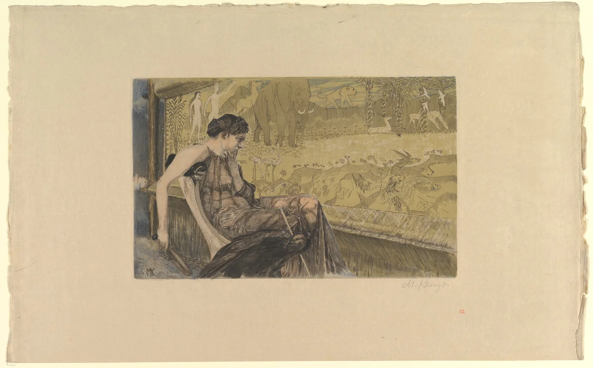 Leuckart Certificate (Penelope) by Max Klinger, print, 1870-1920