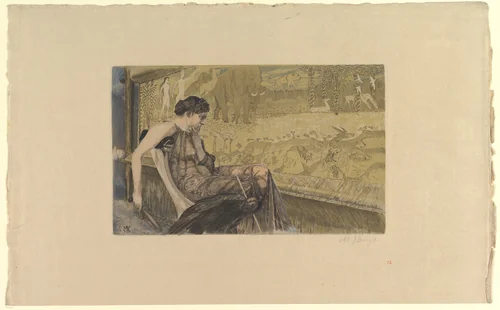 Leuckart Certificate (Penelope) by Max Klinger, print, 1870-1920