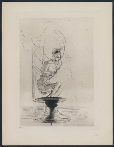 Sometimes One Finds an Old Reminiscing Flask, Whence Issues in Full Life a Returning Soul (Parfois on trouve un vieux flacon qui se souvient, d'où jaillit toute vive une âme qui revient) from The Flowers of Evil (Les Fleurs du mal) by Odilon Redon, print, 1890