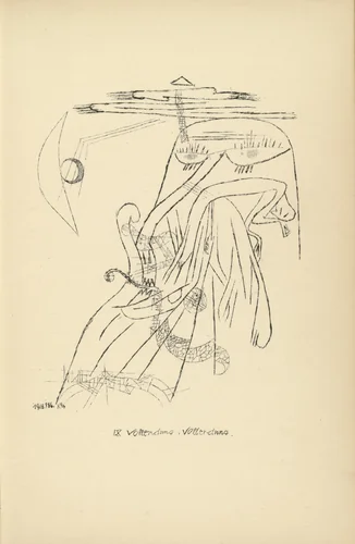 Consummation, Consummation (plate facing page 86) from Potsdamer Platz oder Die Nächte des neuen Messias. Ekstatische Visionen (Potsdamer Platz or The Nights of the New Messiah. Ecstatic Visions) by Paul Klee, illustrated book, 1919
